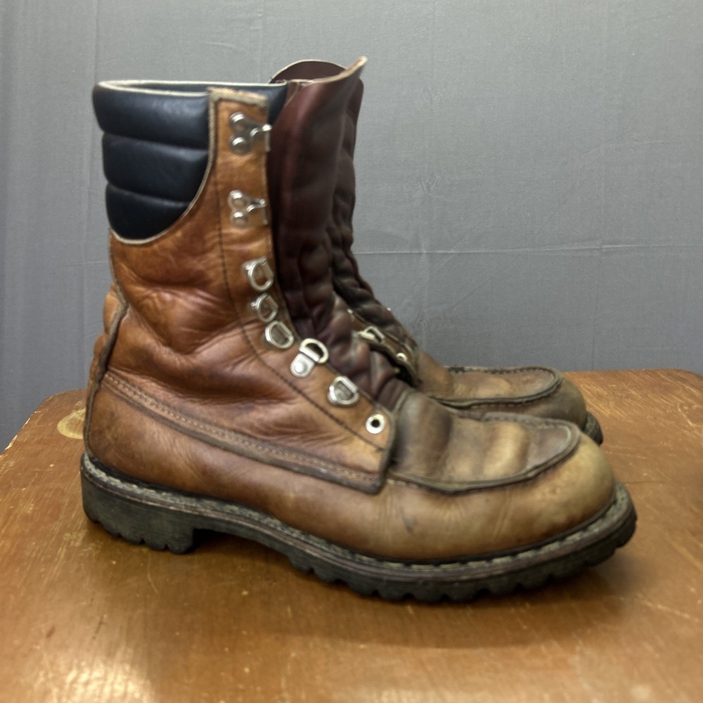 70s Browning Hunting Boots Vintage Made in USA lace up Lug Vibram sole 10-11 B